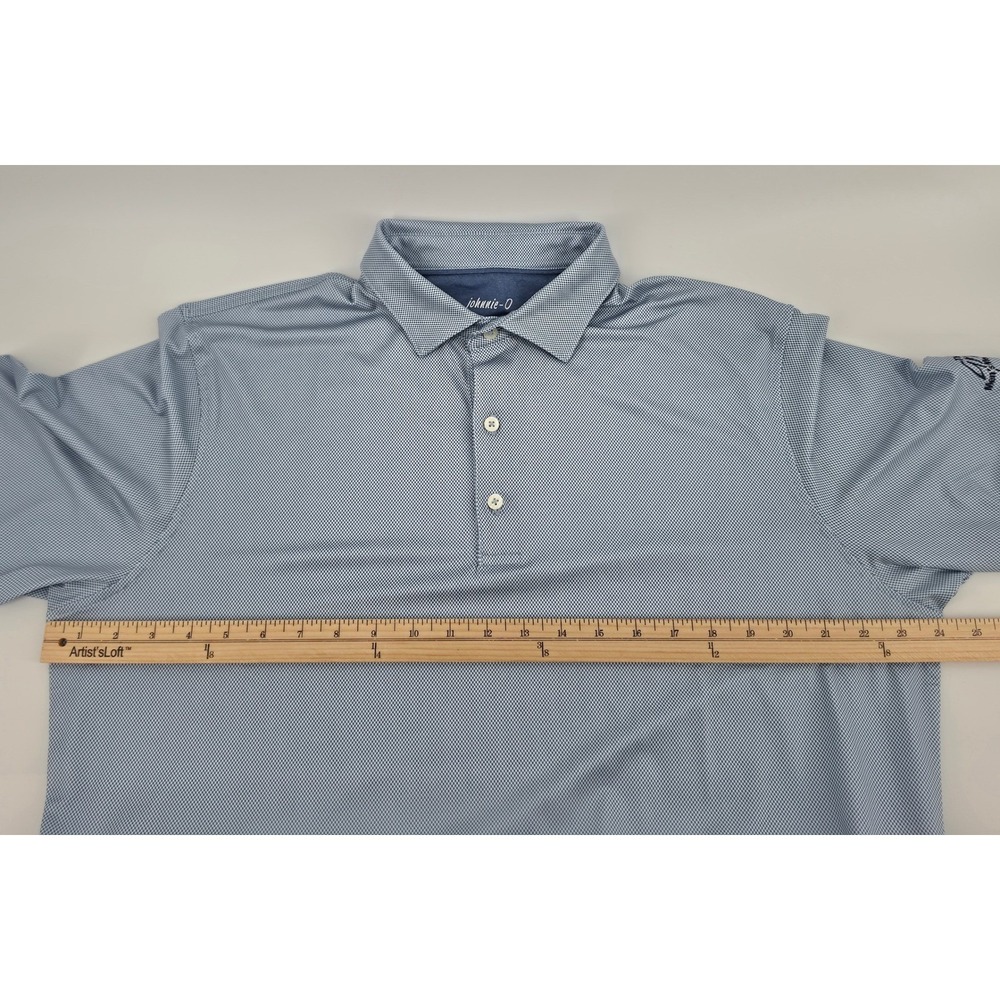 Johnnie-O Mens Large Blue Geometric AOP Golf Performance Polo Shirt size Large - Picture 4 of 14